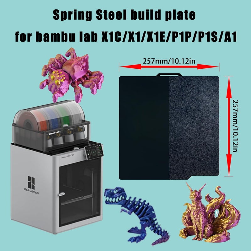 Tiny Trees Build Plate for Bambu Lab P1S A1 X1 X1C X1E P1P P2S: TinytreesSmooth PEI H1H Carbon PET PEO PEY Sheet Bed Plate for 3D Printing Hobbyist, 257 X 257mm (Smooth Black PEI+Textured Black PEI) - Image 3